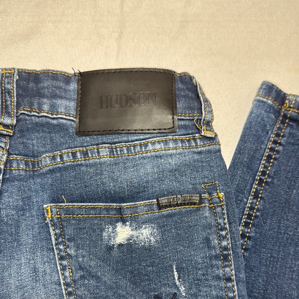 Stylish Distressed Hudson Boys Blue Jeans Adjustable waistband sz 12 - Picture 8 of 10